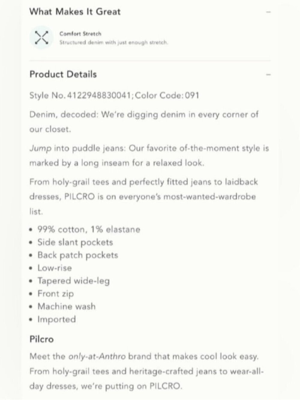 NWT Size 28 - Myra Low-Rise Tapered Jeans by Pilcro: Puddle Edition (US$ 148) - Picture 13 of 17